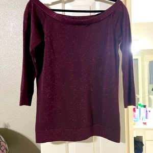 Ann Taylor Maroon Sparkle Top